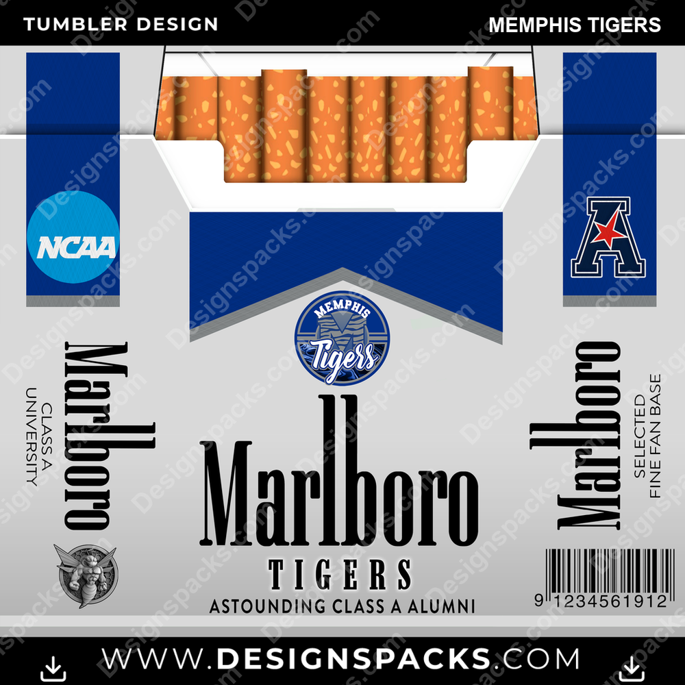 College Sport Marlboro Memphis Tigers NCAA College Sport Tumbler Digital Wrap Design Download