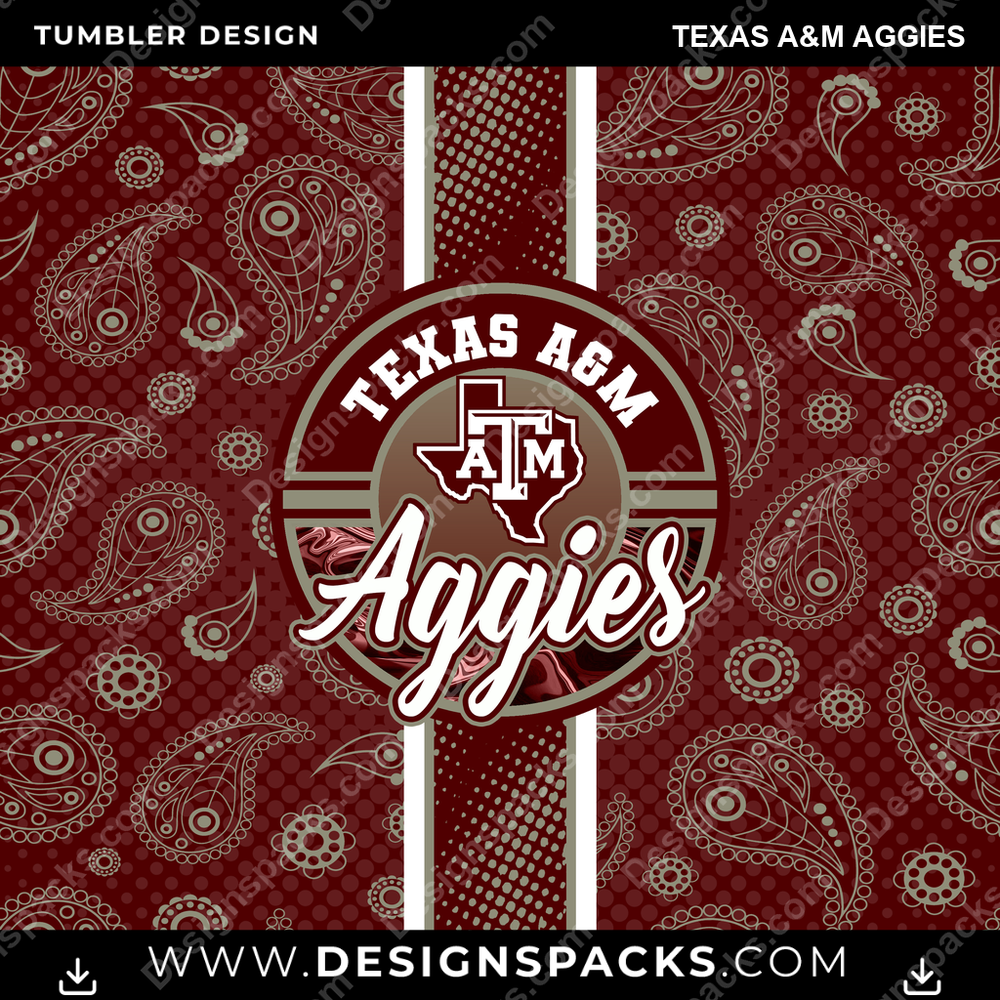 College Sport Handkerchief Texas A&M Aggies NCAA College Sport Tumbler Digital Wrap Design Download