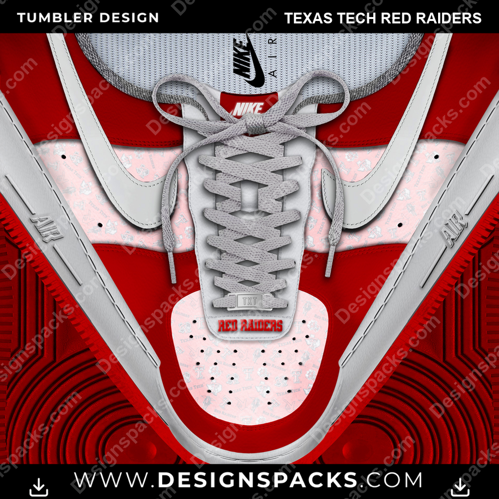 College Sport Nike AF1 Laces Texas Tech Red Raiders NCAA College Sport Tumbler Digital Wrap Design Download
