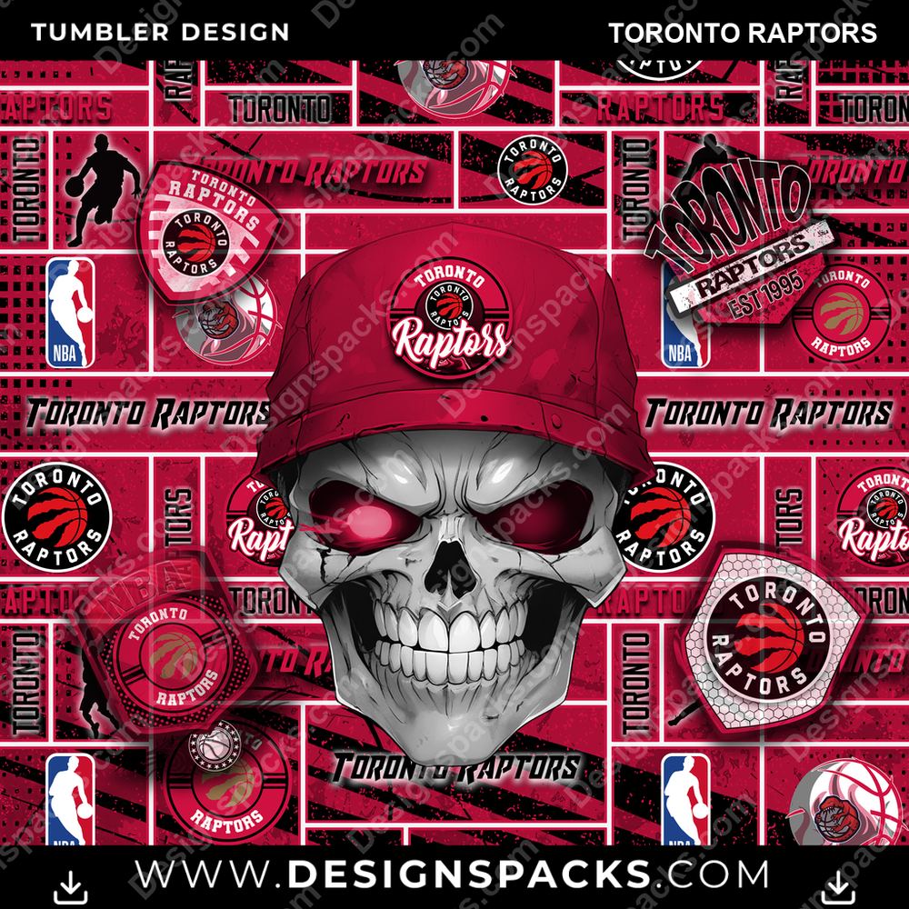 Basketball Skull Toronto Raptors Tumbler Digital Wrap Design