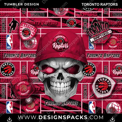 Basketball Skull Toronto Raptors NBA Basketball Tumbler Digital Wrap Design Download