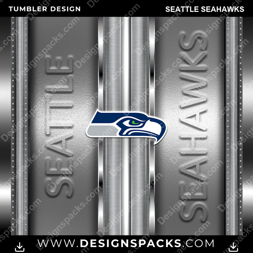 Football Metallic Seattle Seahawks Tumbler Digital Wrap Design
