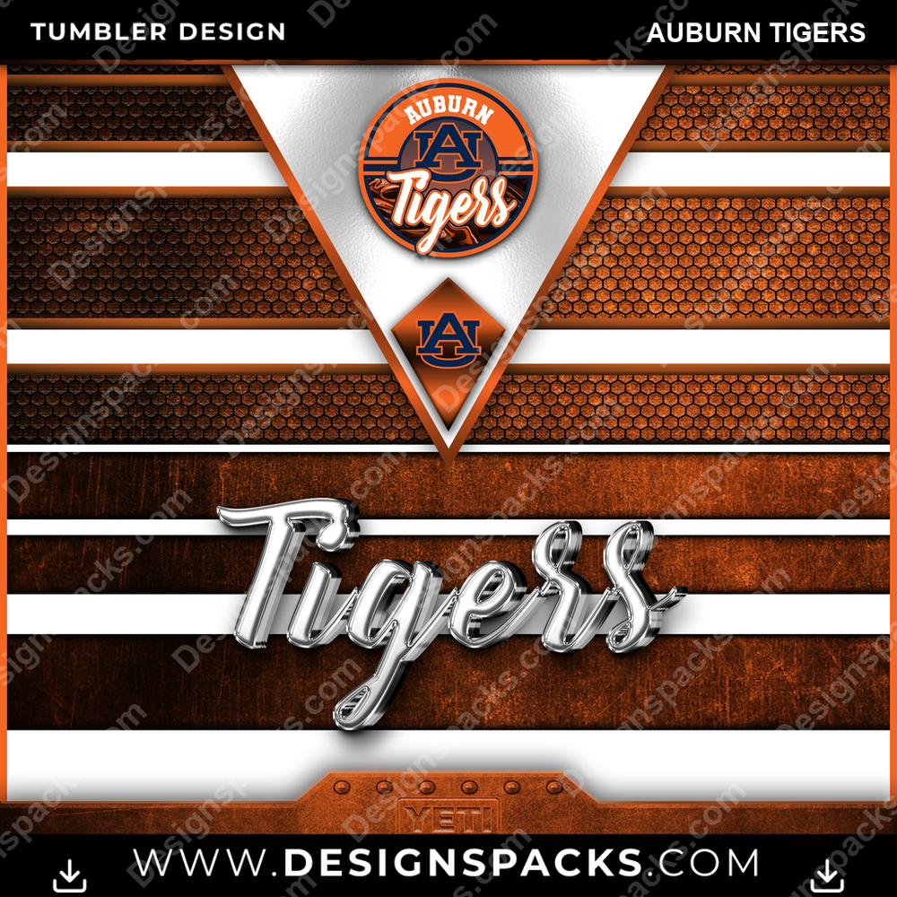 College Sport YETI Auburn Tigers Tumbler Digital Wrap Design