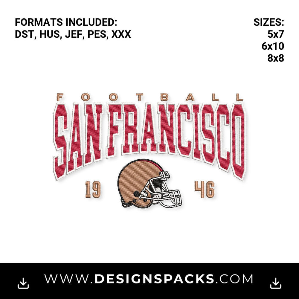 San Francisco Football Helmet 1946 Embroidery Design - Instant digital download pattern at Designspacks.com
