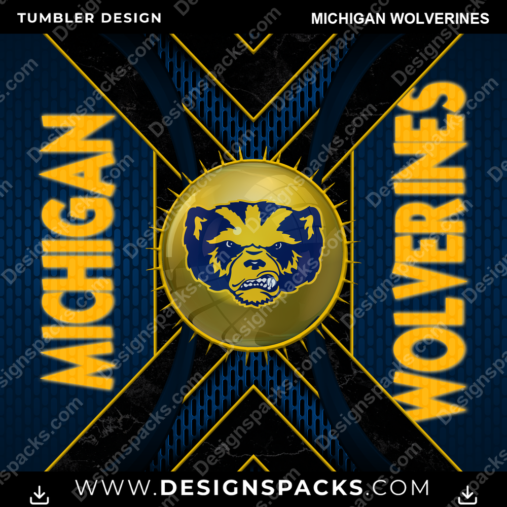 College Sport Metal Grating Michigan Wolverines NCAA College Sport Tumbler Digital Wrap Design Download
