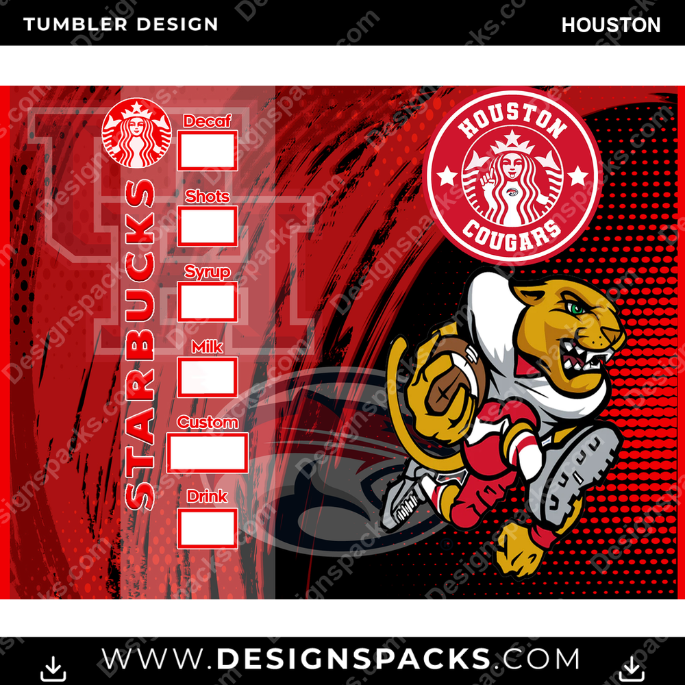 College Sport Starbucks Houston Tumbler Digital Wrap Design