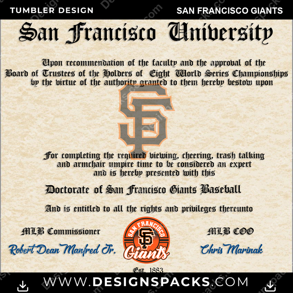 Baseball-Diplom San Francisco Giants Tumbler Digital-Wrap-Design