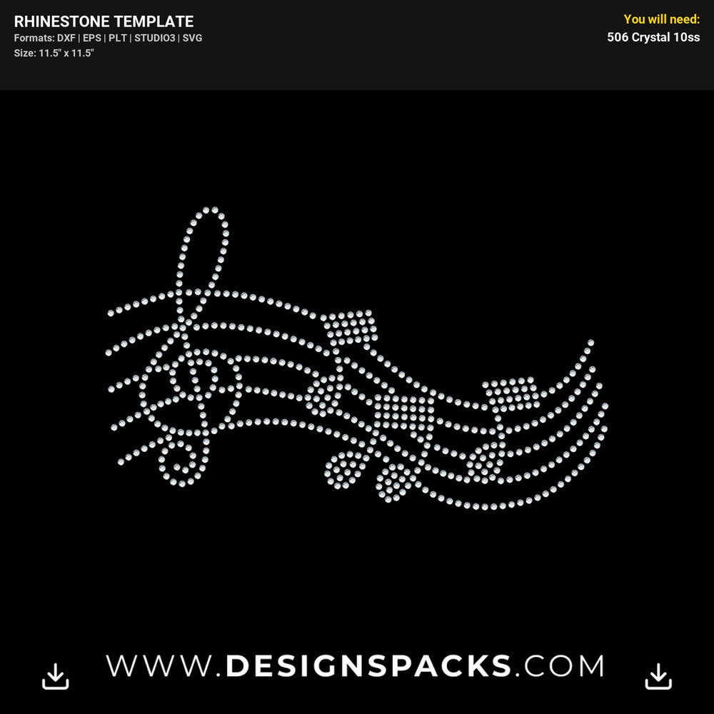 Music Melody Rhinestone Digital Template