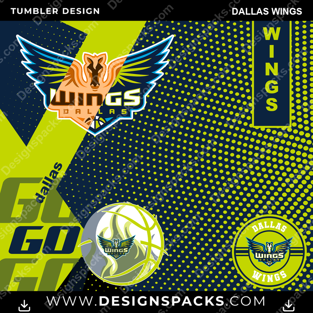 Basketball GO Dallas Wings Tumbler Digital Wrap Design