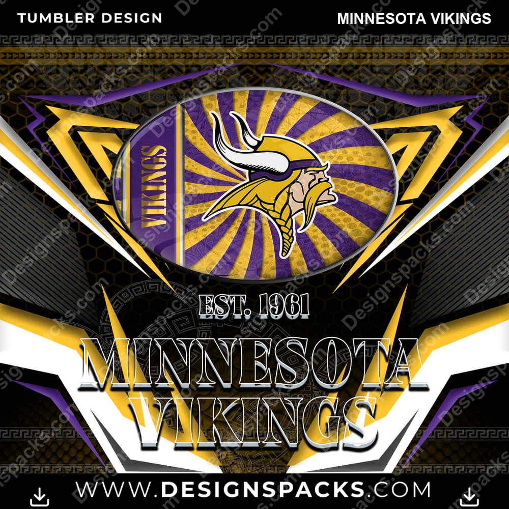 Football Tribal Minnesota Vikings NFL Football Tumbler Digital Wrap Design Download