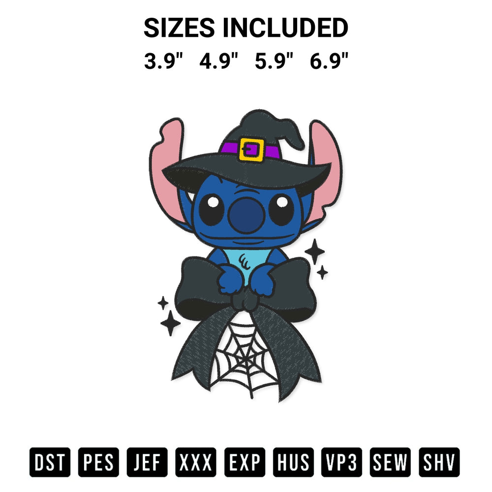 Elevate your next project with our Halloween Stitch Witch Coquette Embroidery Design embroidery file. Shop high-quality digital patterns instantly at Designspacks.com. Available sizes: 3.9", 4.9", 5.9", 6.9".