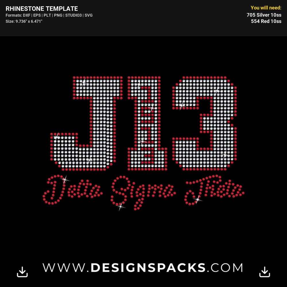 J13 Delta Sigma Theta Vinyl Rhinestone Digital Template