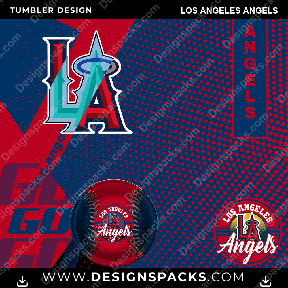 Baseball GO Los Angeles Angels Tumbler Digital Wrap Design