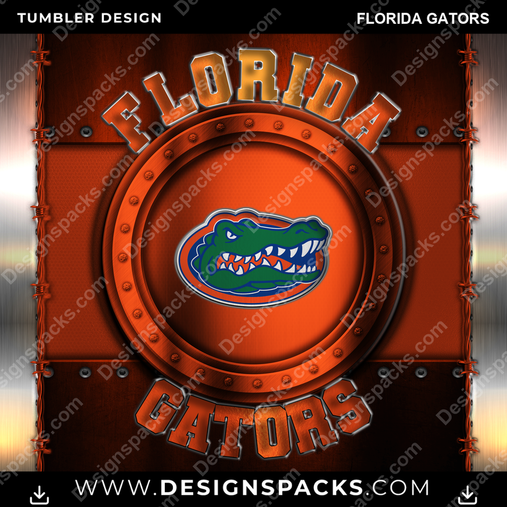 College Sport Metal Florida Gators NCAA College Sport Tumbler Digital Wrap Design Download