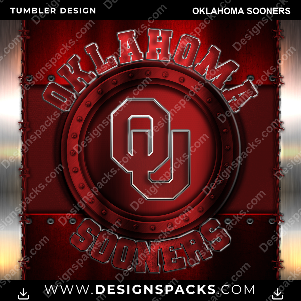 College Sport Metal Oklahoma Sooners NCAA College Sport Tumbler Digital Wrap Design Download