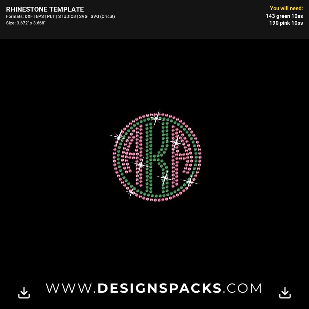 Aka Monogram Face Mask1 Rhinestone Digital Template