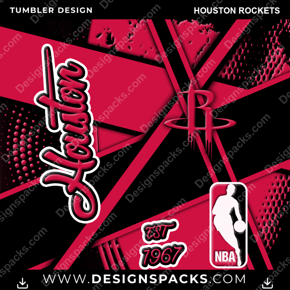 Basketball Team Sport Houston Rockets NBA Basketball Tumbler Digital Wrap Design Download