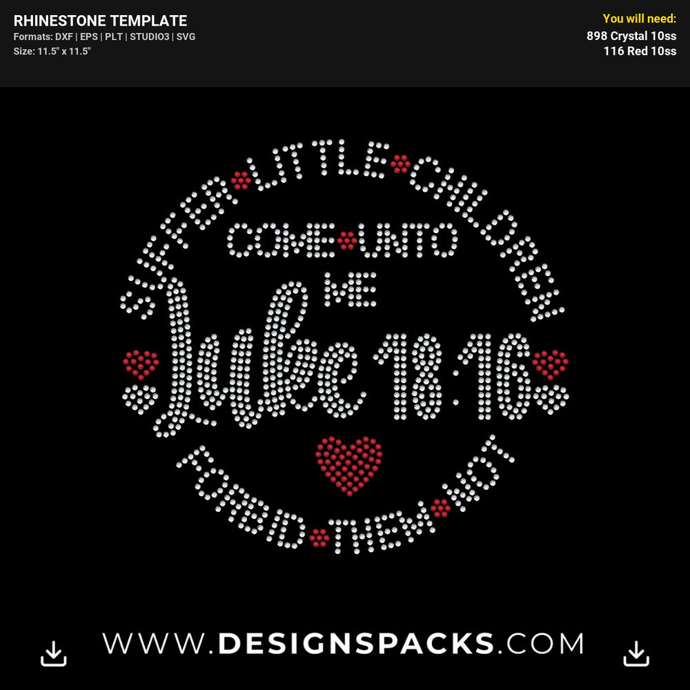Luke 18 16 Little Children Rhinestone Digital Template