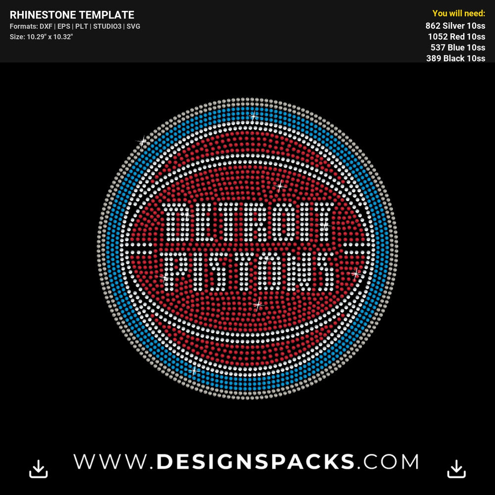 Detroit Pistons Rhinestone Digital Template