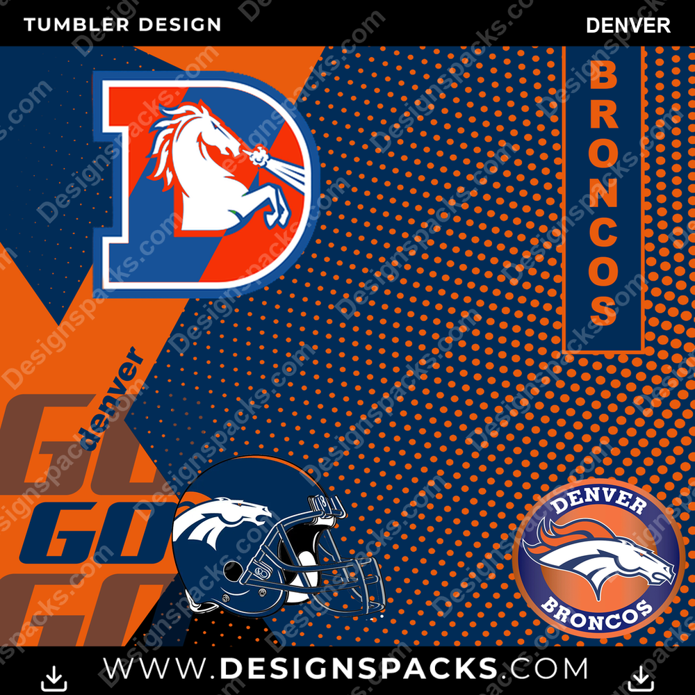 Football GO Denver Tumbler Digital Wrap Design
