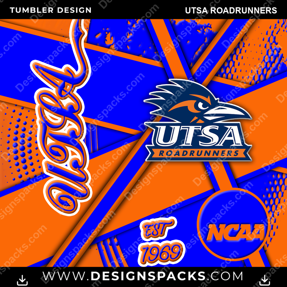 College Sport Team Sport UTSA Roadrunners Tumbler Digital Wrap Design
