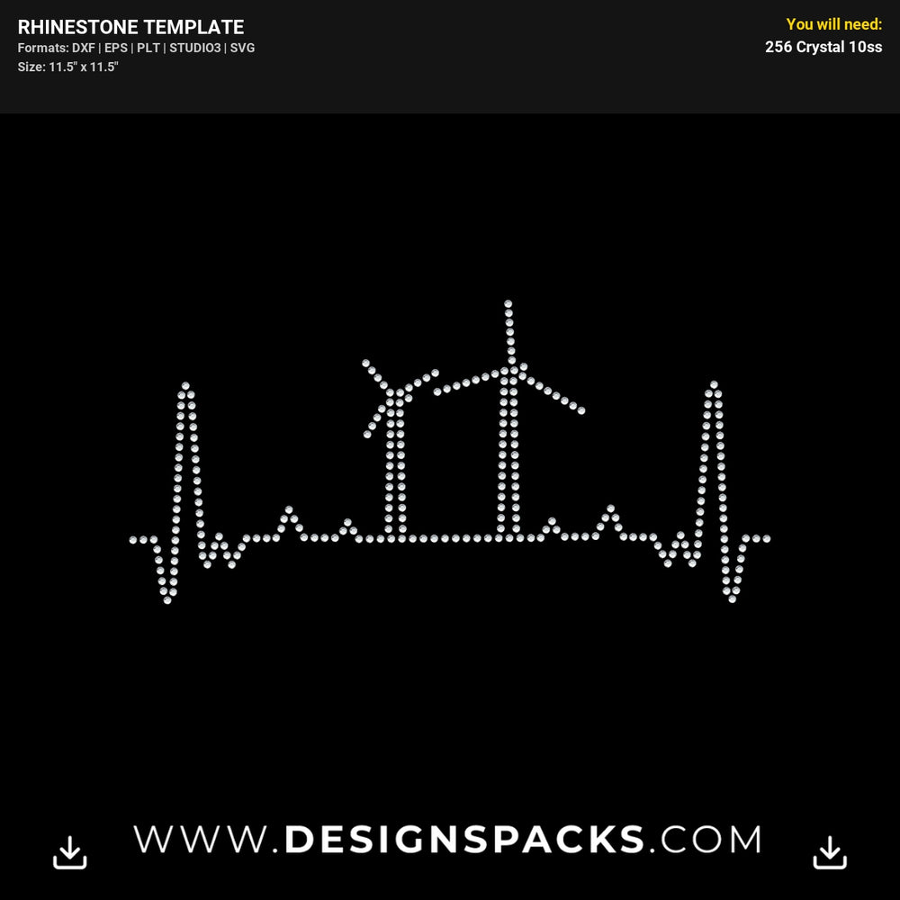 Heartline Turbine Windmill Rhinestone Digital Template