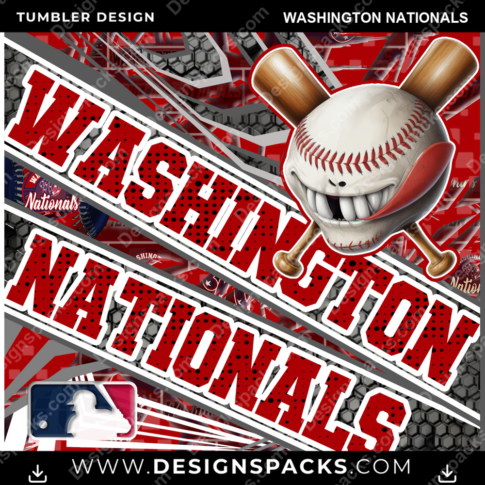 Baseball Angry Sports Washington Nationals MLB Baseball Tumbler Digital Wrap Design Download