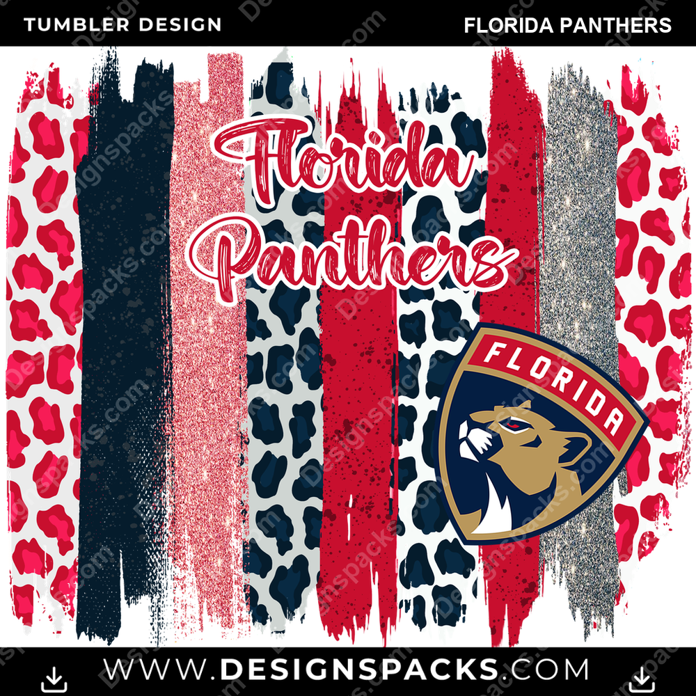 Hockey Brush Strokes Florida Panthers Tumbler Digital Wrap Design