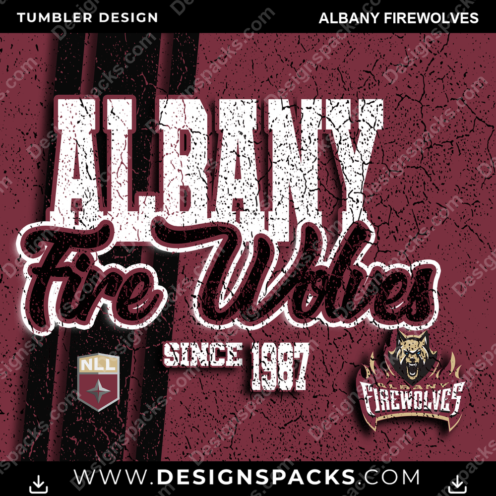 Lacrosse Grunge Albany FireWolves Tumbler Digital Wrap Design