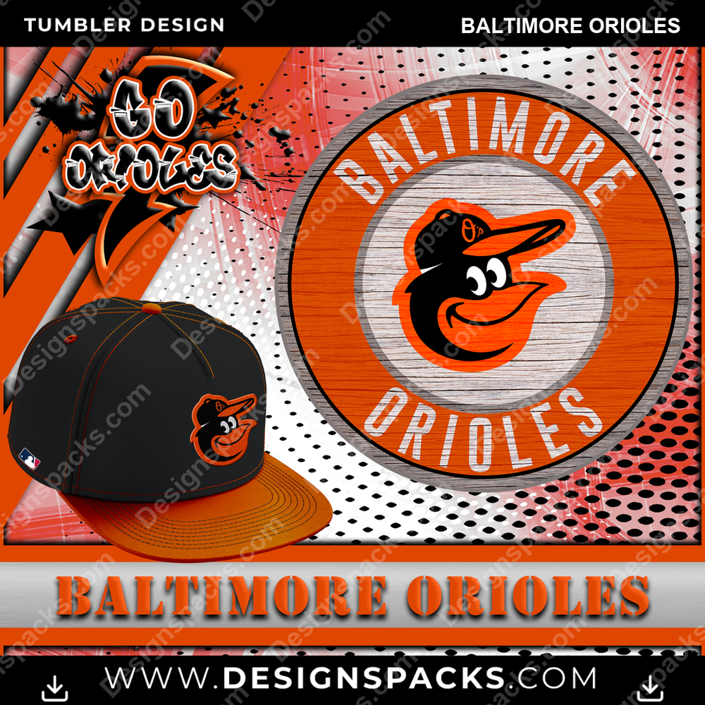 Baseball Go Team Baltimore Orioles Tumbler Digital Wrap Design