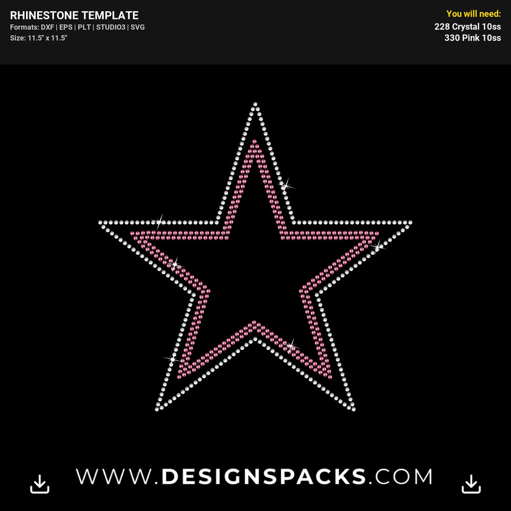 Double Star Outline Frame Rhinestone Digital Template