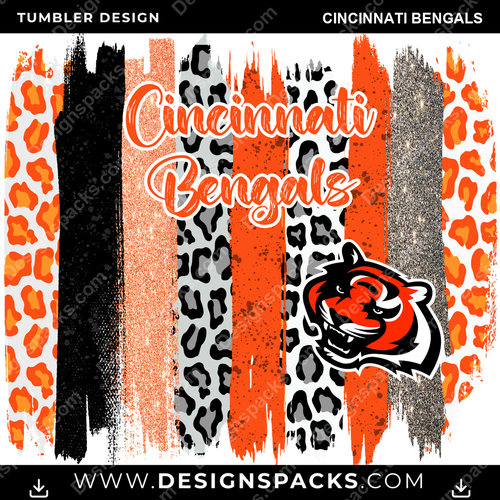 Football Brush Strokes Cincinnati Bengals NFL Football Tumbler Digital Wrap Design Download