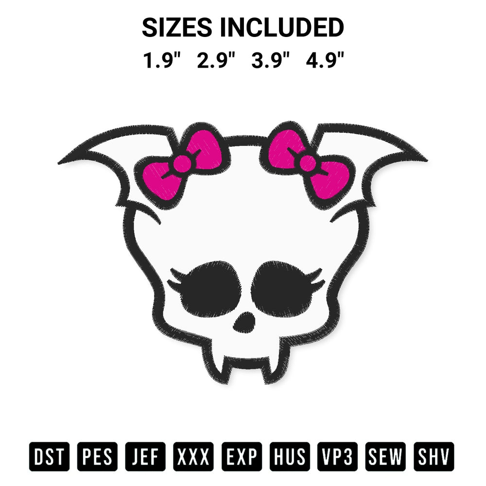 Download the Draculaura Head Monster High Embroidery Design machine embroidery design exclusively at Designspacks.com. Premium digitized pattern for apparel and DIY crafts. Available sizes: 1.9", 2.9", 3.9", 4.9".