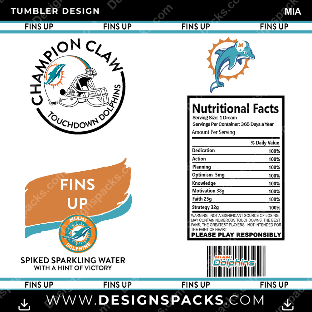 Football White Claw MIA Tumbler Digital Wrap Design