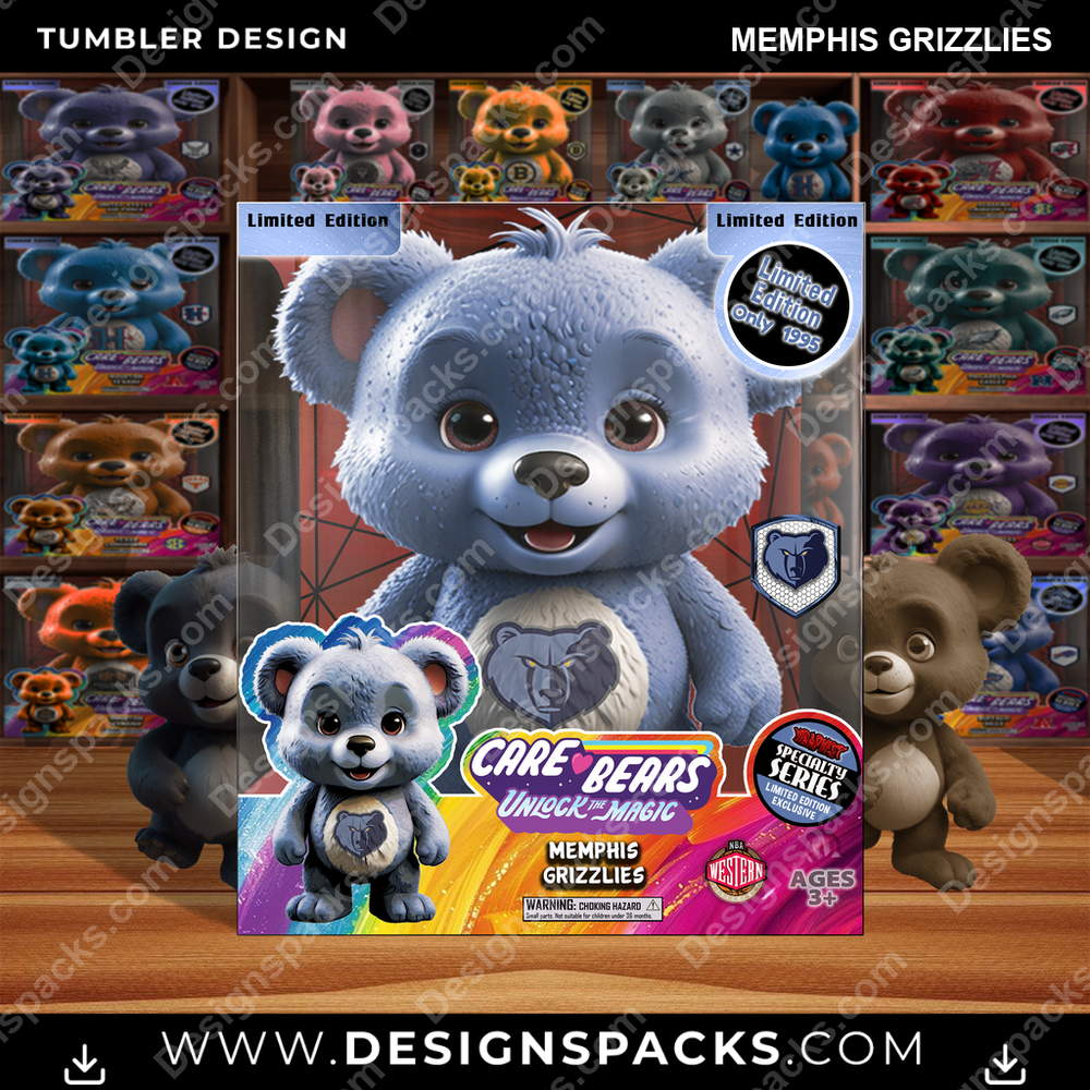 Basketball Care Bear Box Memphis Grizzlies NBA Basketball Tumbler Digital Wrap Design Download