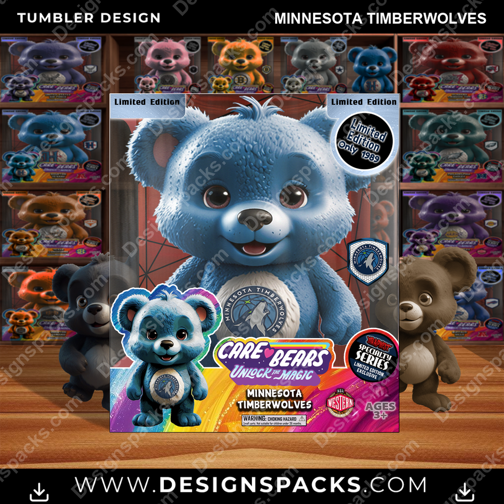 Basketball Care Bear Box Minnesota Timberwolves Tumbler Digital Wrap Design