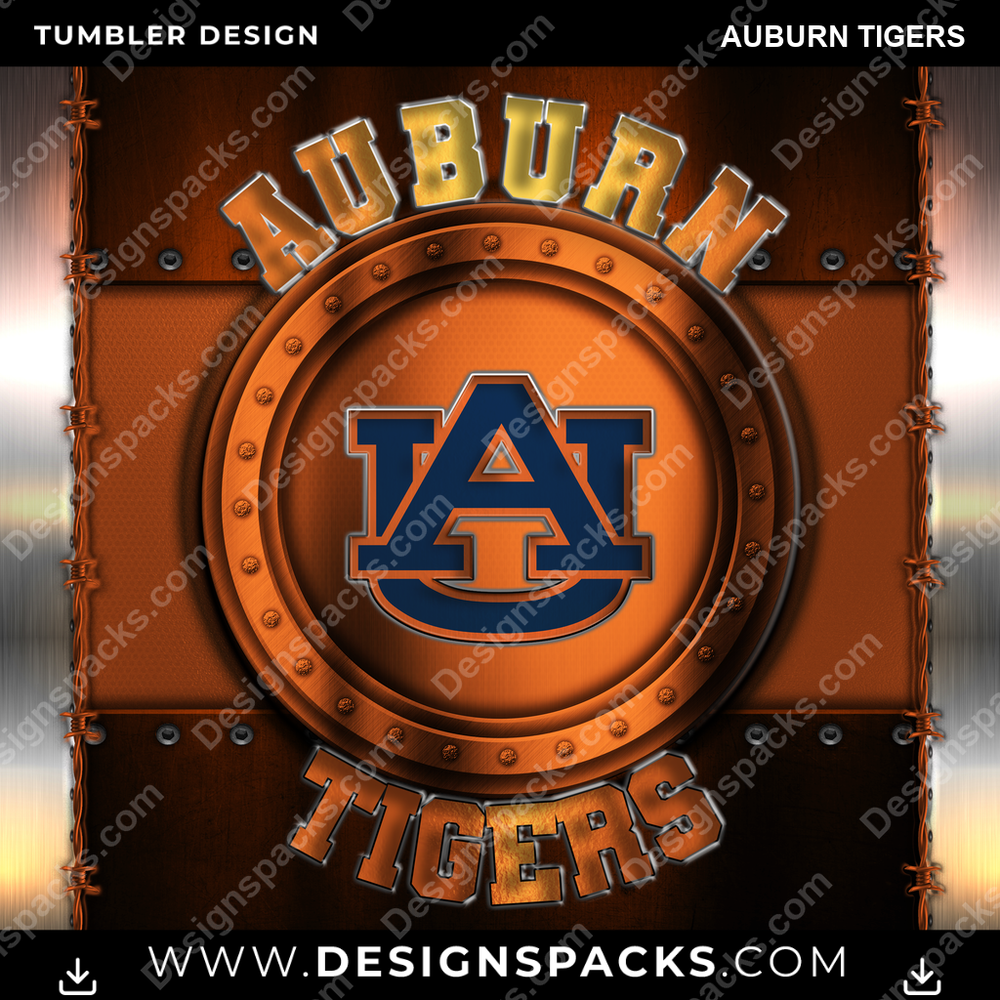 College Sport Metal Auburn Tigers NCAA College Sport Tumbler Digital Wrap Design Download
