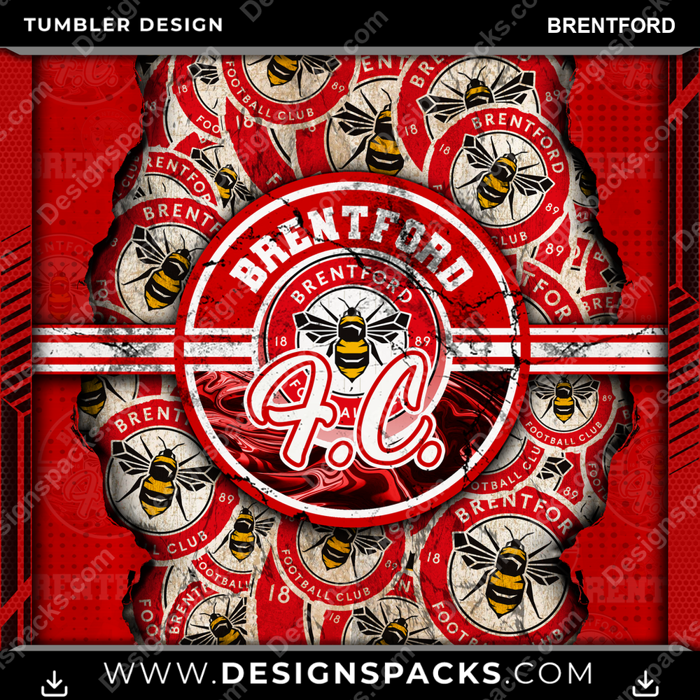 Soccer UK Ripped Brentford Tumbler Digital Wrap Design