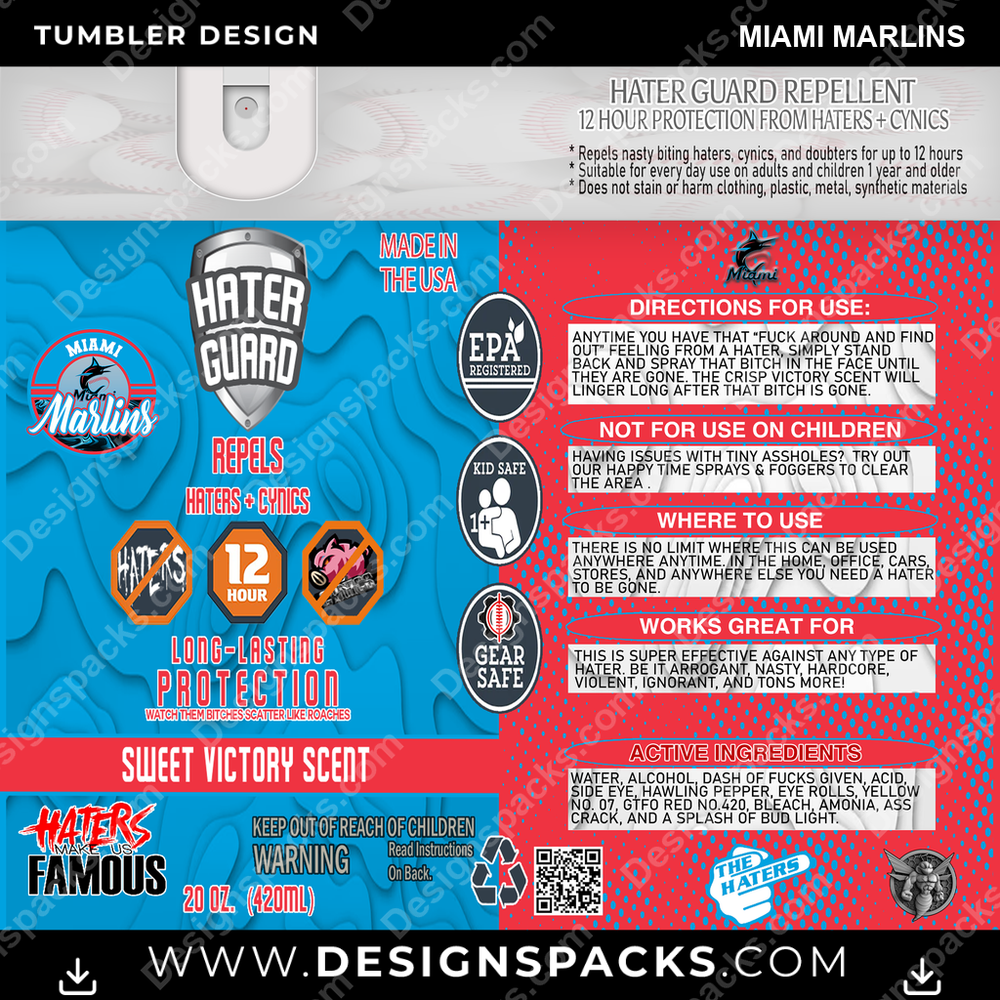 Baseball Hater Guard Miami Marlins Tumbler Digital Wrap Design