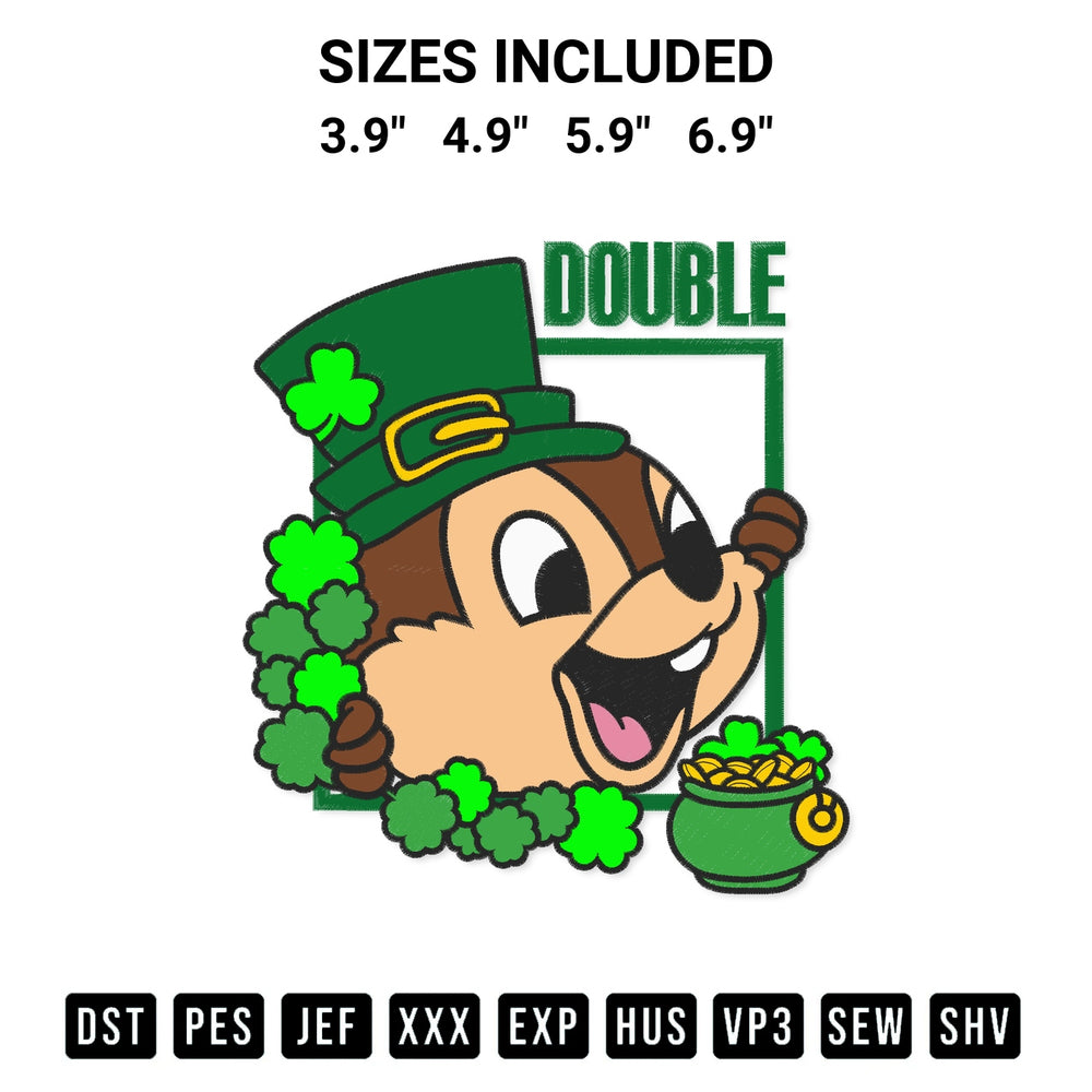 Create amazing crafts with the Double Chip Leprechaun St Patricks Day Embroidery Design embroidery file. High-quality digital download from Designspacks.com, perfect for beginners and pros. Available sizes: 3.9", 4.9", 5.9", 6.9".