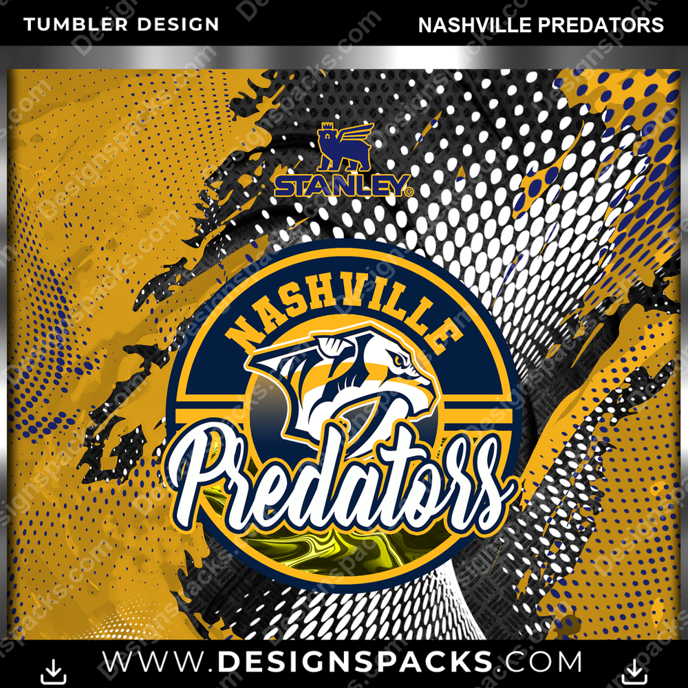 Ice Hockey Stanley Nashville Predators Tumbler Digital Wrap Design