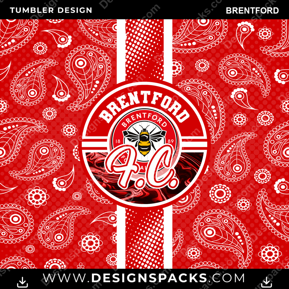 Soccer UK Handkerchief Brentford Tumbler Digital Wrap Design