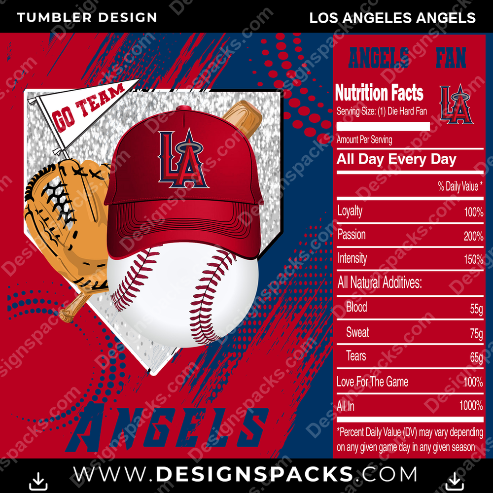 Baseball Team Fan Los Angeles Angels Tumbler Digital Wrap Design