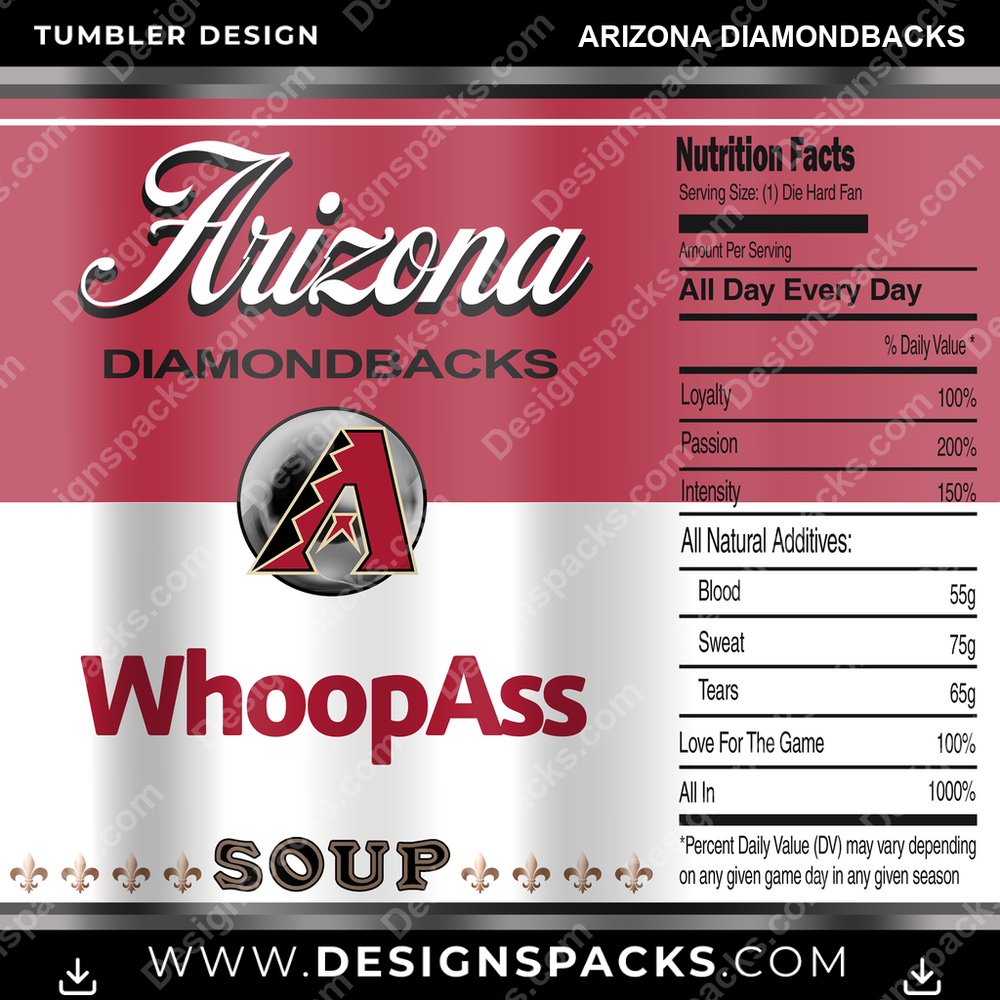 Baseball Soup Can Arizona Diamondbacks Tumbler Digital Wrap Design