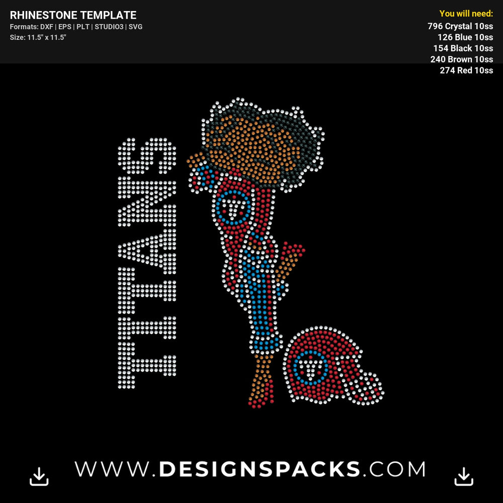 Betty Boop Titans Rhinestone Digital Template