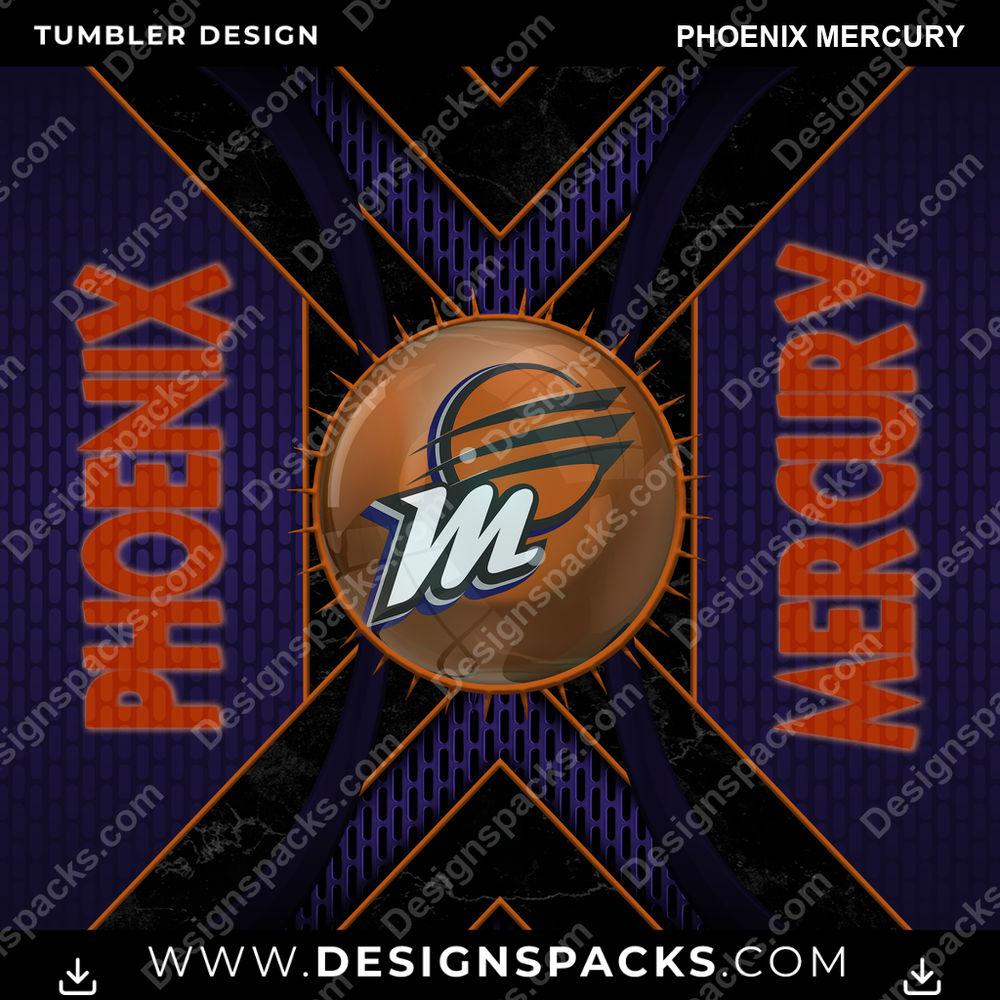 Basketball Metal Grating Phoenix Mercury Tumbler Digital Wrap Design