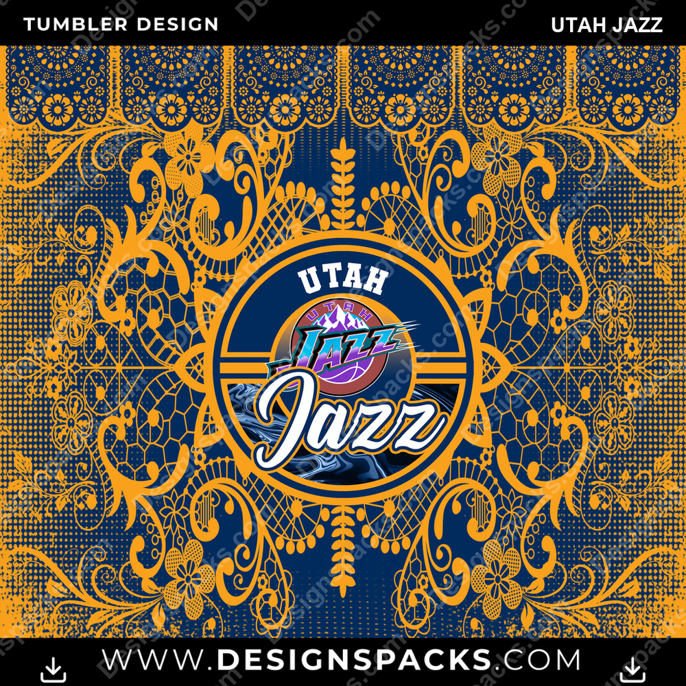 Basketball Lace & Logo Utah Jazz Tumbler Digital Wrap Design