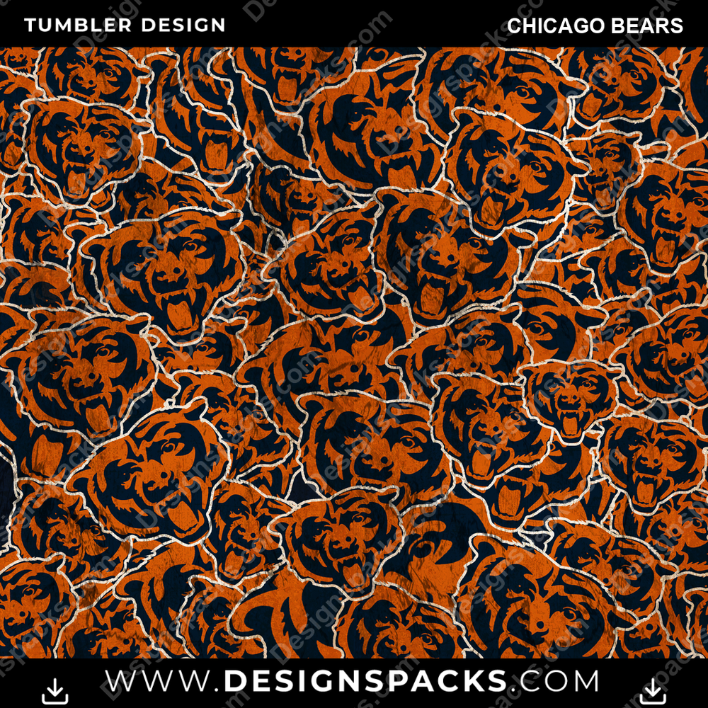 Football Logo BG Chicago Bears NFL Football Tumbler Digital Wrap Design Download