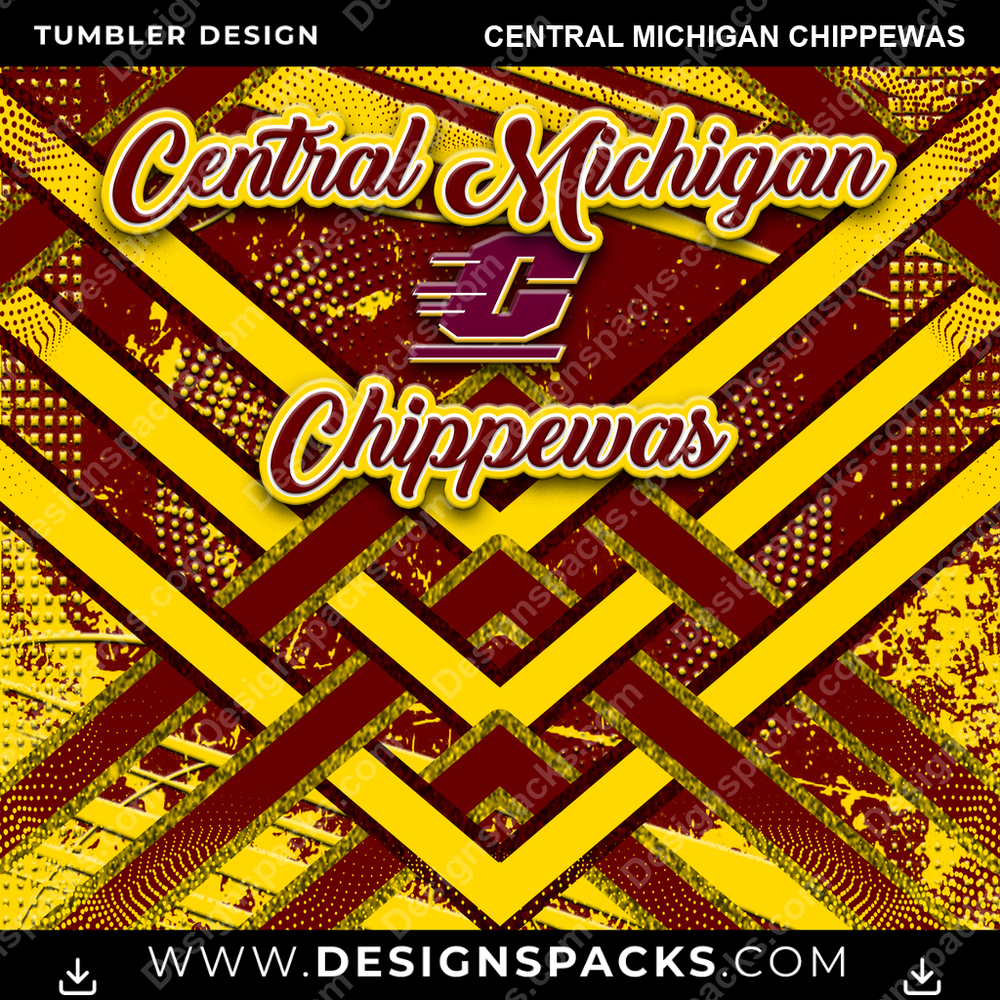 College Sport Glitter Stripe Central Michigan Chippewas NCAA College Sport Tumbler Digital Wrap Design Download