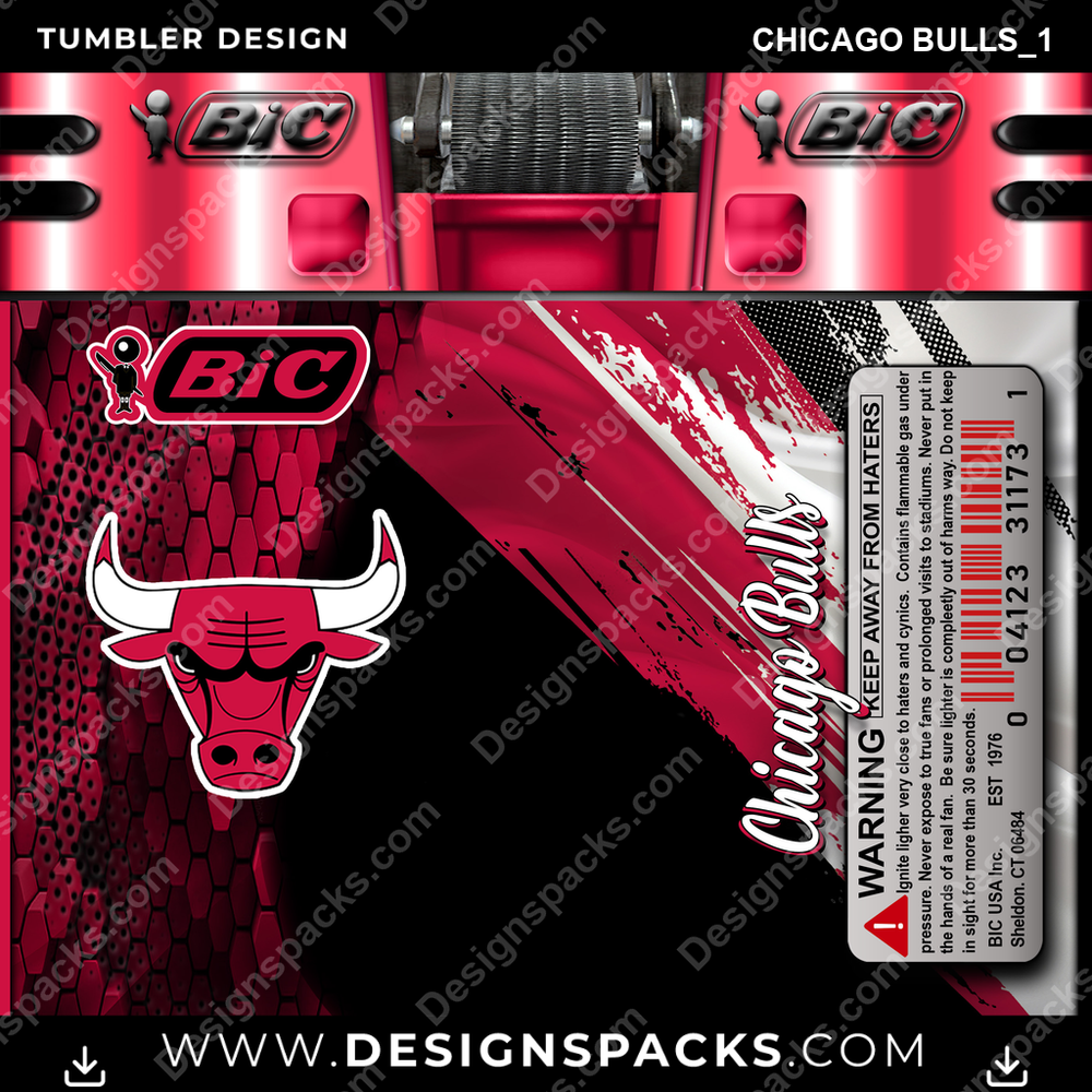 Basketball BIC Lighter Chicago Bulls_1 Tumbler Digital Wrap Design